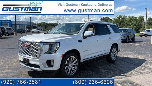 2023 GMC Yukon Denali in White Frost Tricoat — front three-quarter view