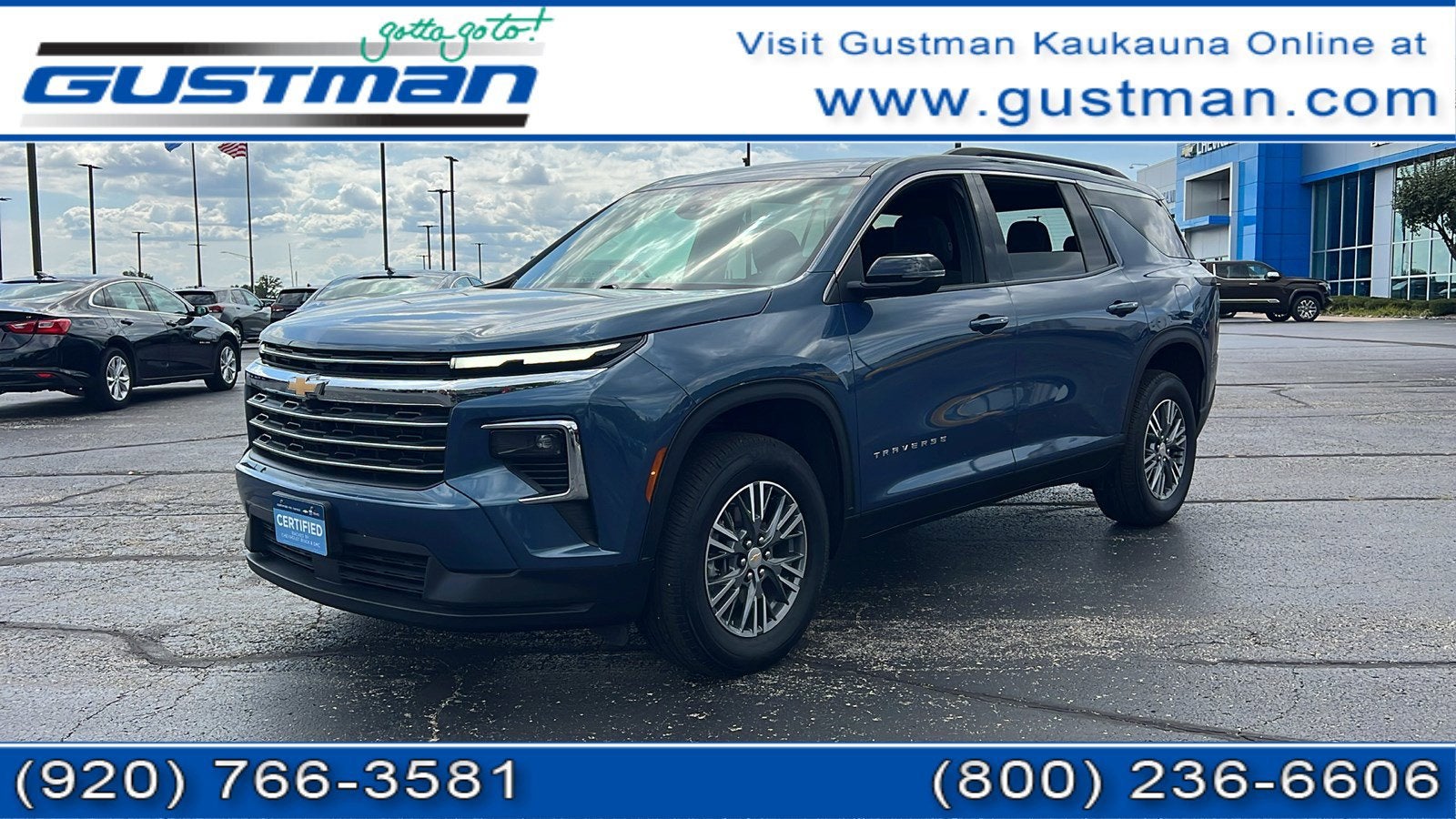 2025 Chevrolet Traverse LT in Lakeshore Blue Metallic — front three-quarter view